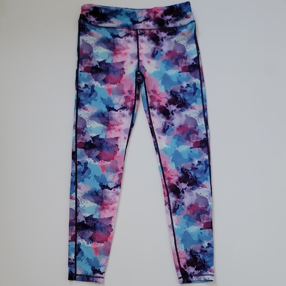Women's Baleaf Pink Purple Blue Tie-Dye Print Workout Gym Leggings Size M